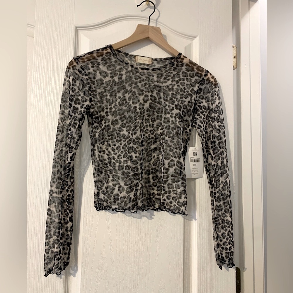 ALTAR’D STATE - Sheer Leopard Top with Lettuce Hem